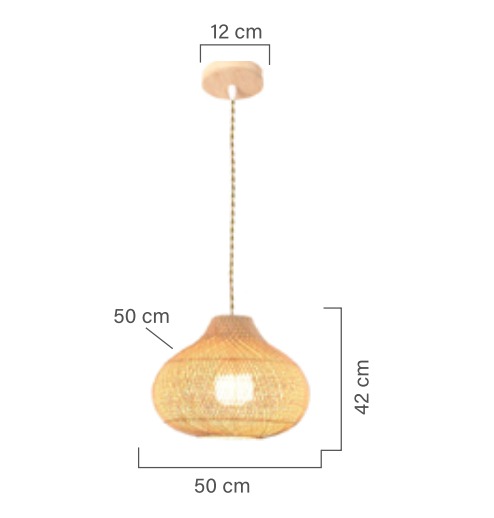 Medidas do Lúminaria Pendente Rattan de Palha Nova Guine Detalhes